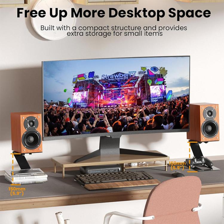 2pcs/Pack Desktop Speaker Metal Bracket Computer Audio Bracket - Black