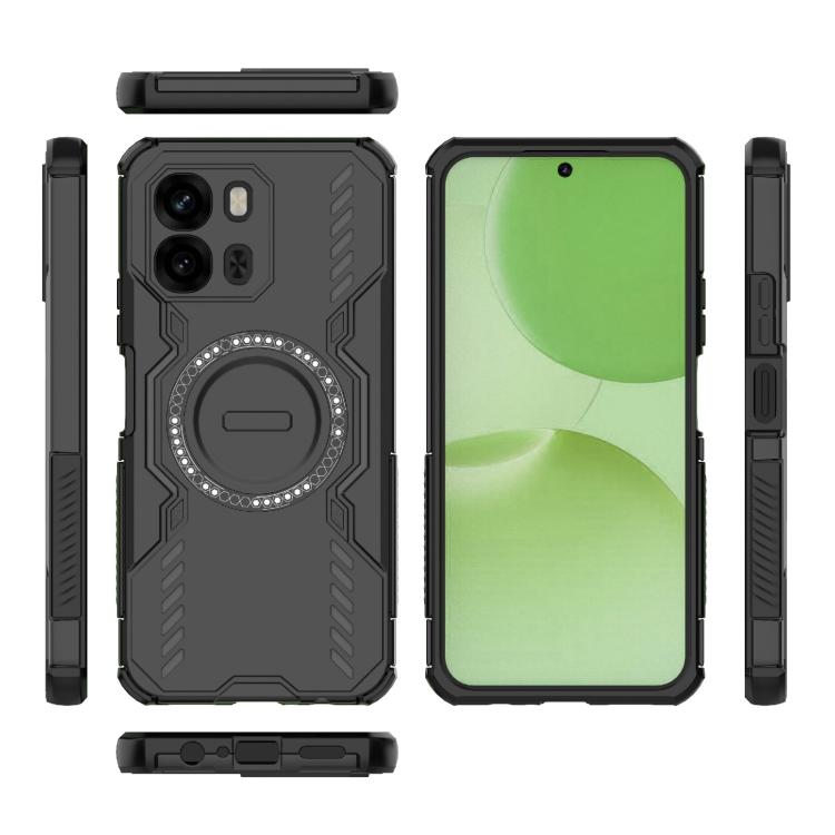 For OPPO A6x 5G Global Butterfly Armor MagSafe Magnetic Ring Shockproof Phone Case