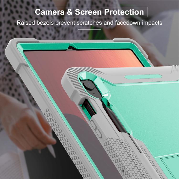 For Samsung Galaxy Tab S10 FE+ Shockproof Silicone Hybrid PC Tablet Case with Holder
