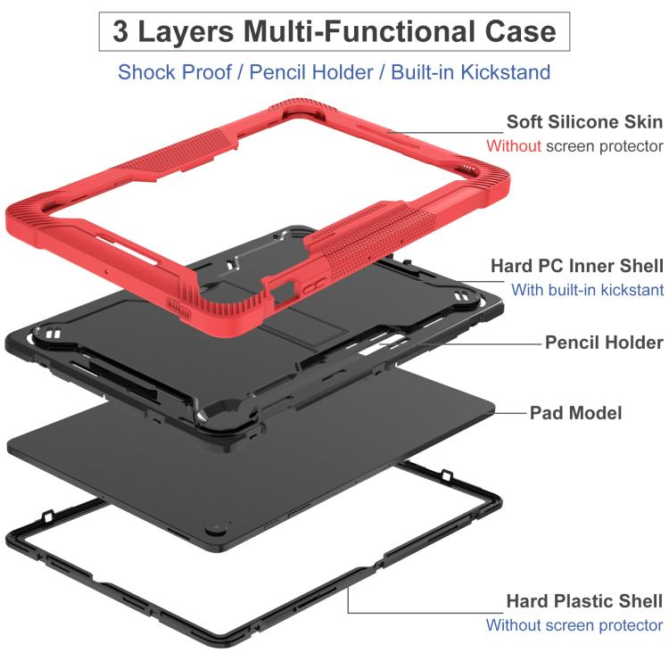 For Samsung Galaxy Tab S10 FE+ Shockproof Silicone Hybrid PC Tablet Case with Holder