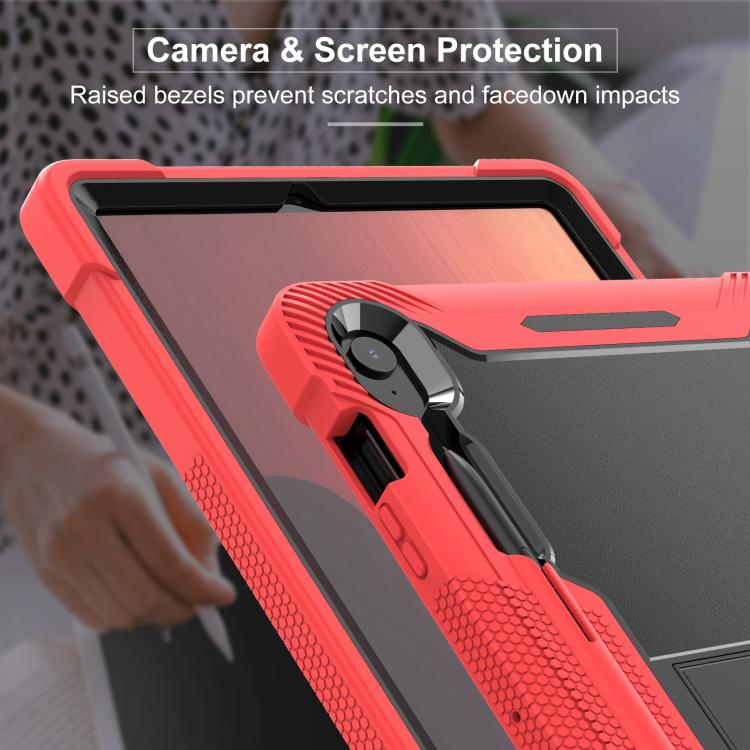 For Samsung Galaxy Tab S10 FE+ Shockproof Silicone Hybrid PC Tablet Case with Holder
