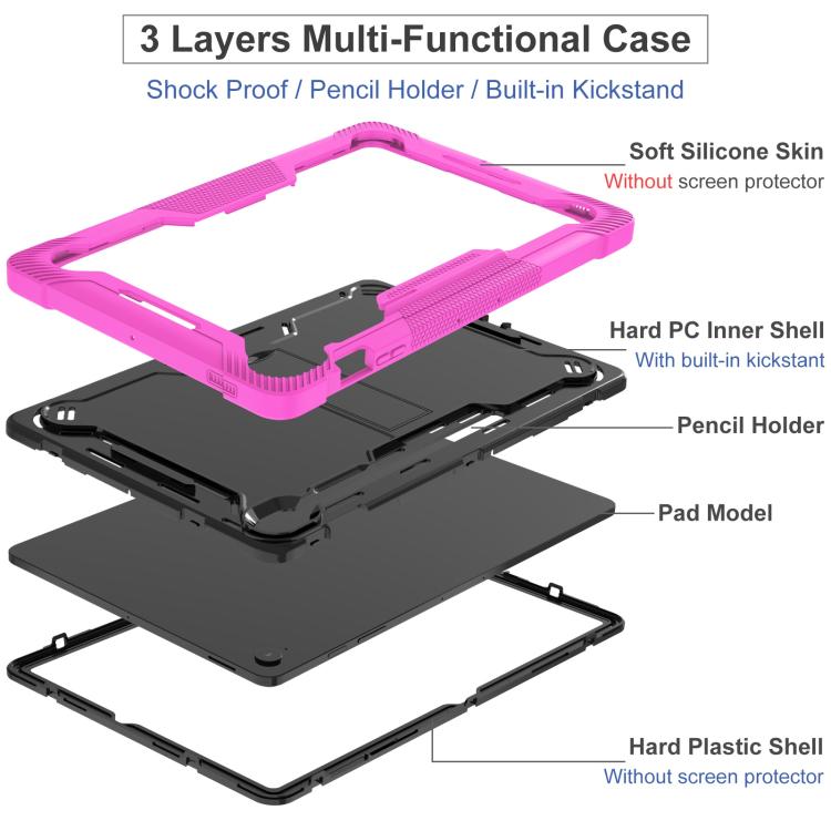 For Samsung Galaxy Tab S10 FE+ Shockproof Silicone Hybrid PC Tablet Case with Holder