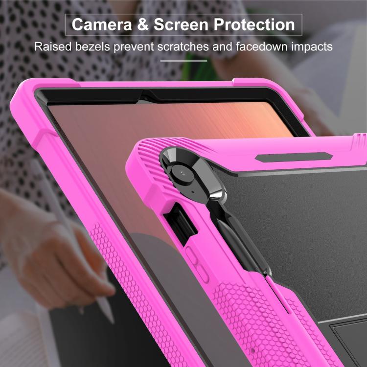 For Samsung Galaxy Tab S10 FE+ Shockproof Silicone Hybrid PC Tablet Case with Holder