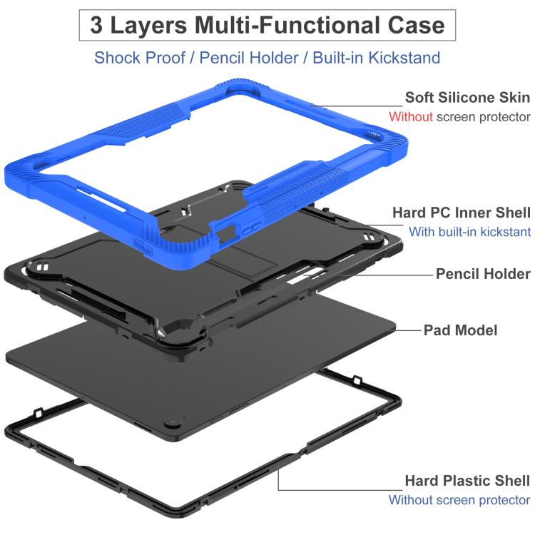For Samsung Galaxy Tab S10 FE+ Shockproof Silicone Hybrid PC Tablet Case with Holder