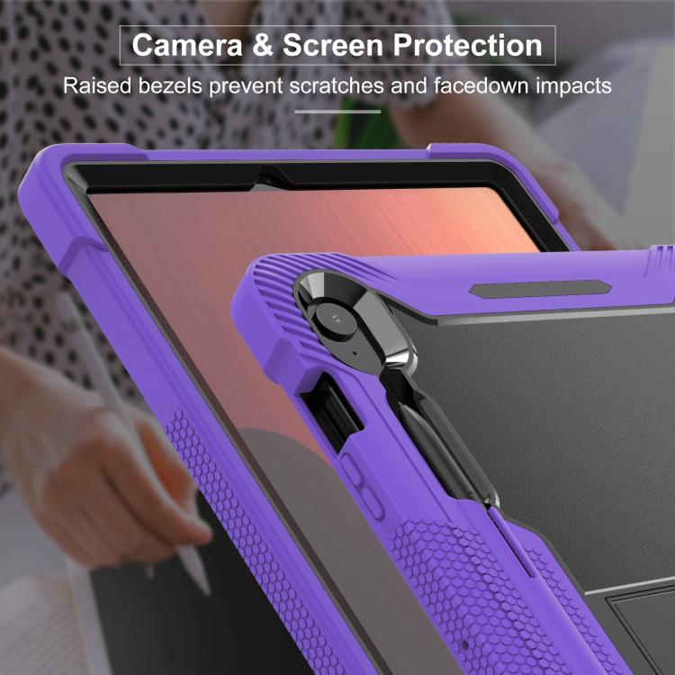 For Samsung Galaxy Tab S10 FE+ Shockproof Silicone Hybrid PC Tablet Case with Holder
