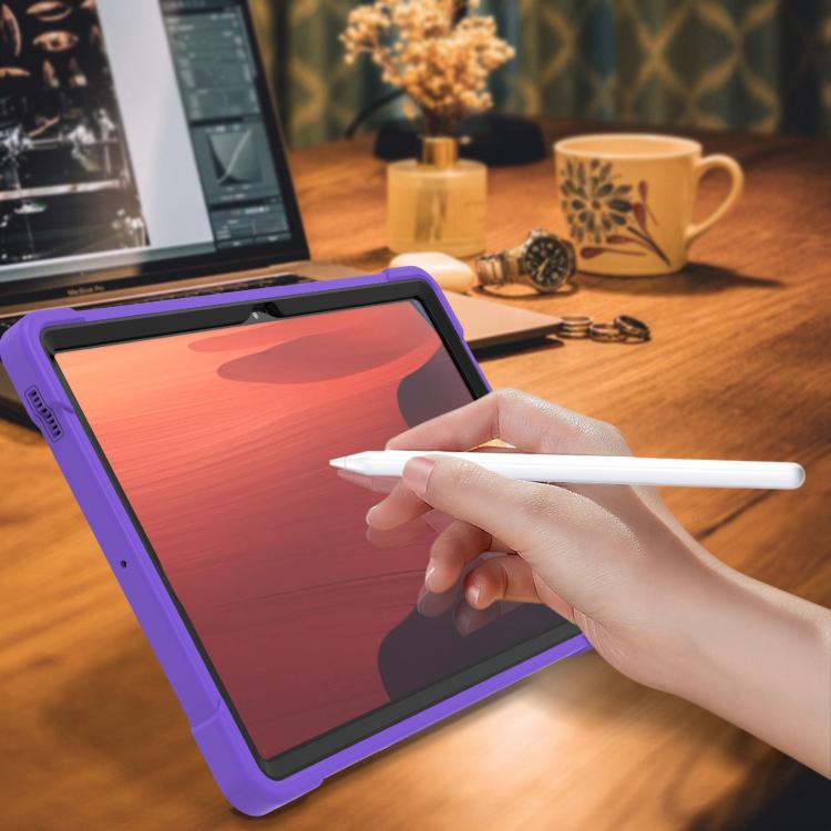 For Samsung Galaxy Tab S10 FE+ Shockproof Silicone Hybrid PC Tablet Case with Holder