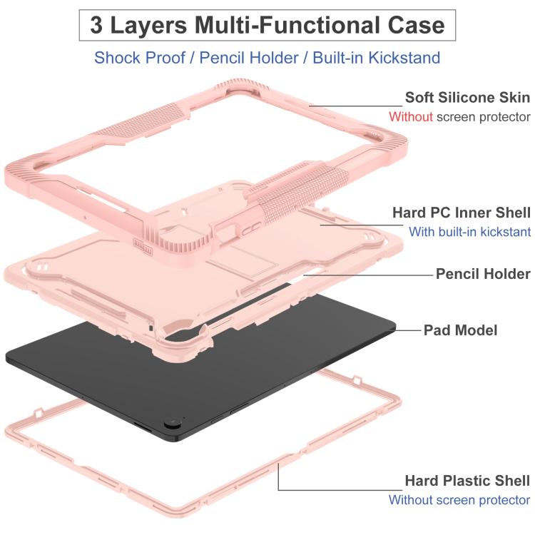 For Samsung Galaxy Tab S10 FE+ Shockproof Silicone Hybrid PC Tablet Case with Holder