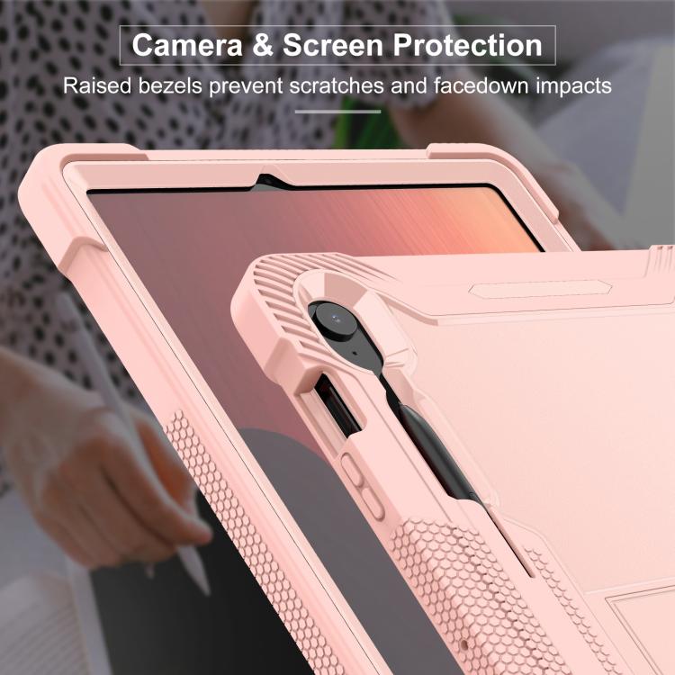 For Samsung Galaxy Tab S10 FE+ Shockproof Silicone Hybrid PC Tablet Case with Holder