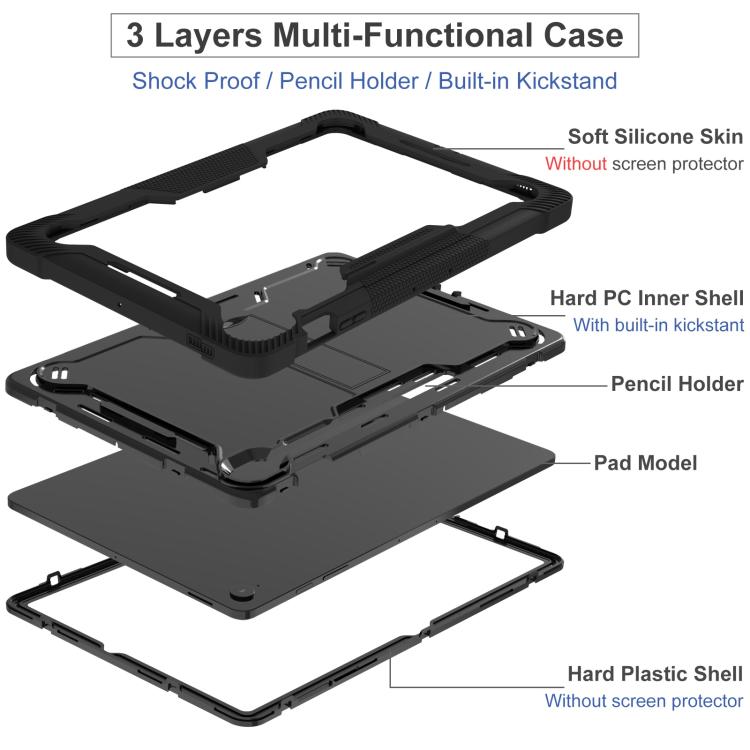 For Samsung Galaxy Tab S10 FE+ Shockproof Silicone Hybrid PC Tablet Case with Holder