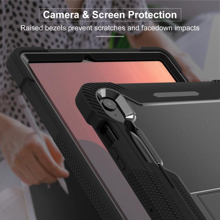 For Samsung Galaxy Tab S10 FE+ Shockproof Silicone Hybrid PC Tablet Case with Holder
