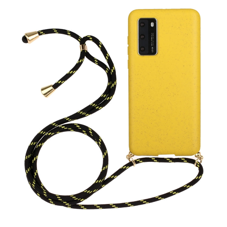 For Huawei P40 Wheat Straw Material + TPU Protective Case with Lanyard