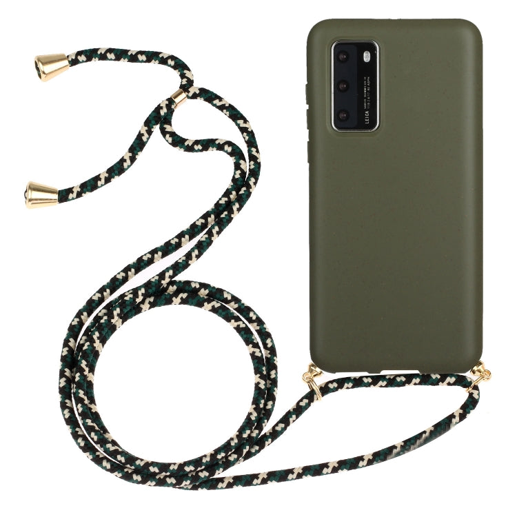 For Huawei P40 Wheat Straw Material + TPU Protective Case with Lanyard