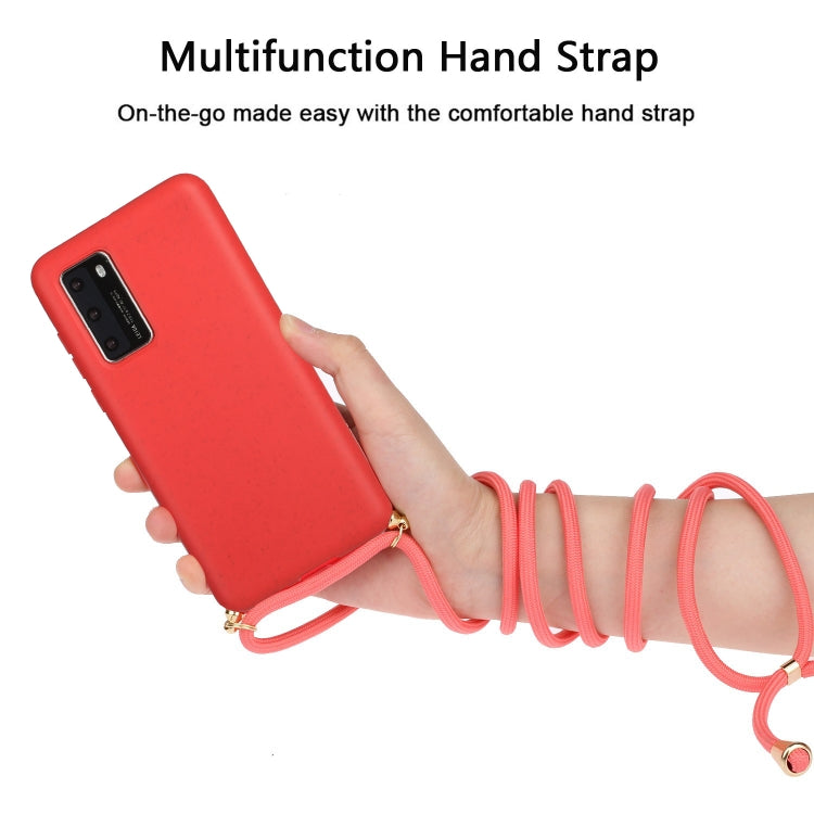 For Huawei P40 Wheat Straw Material + TPU Protective Case with Lanyard