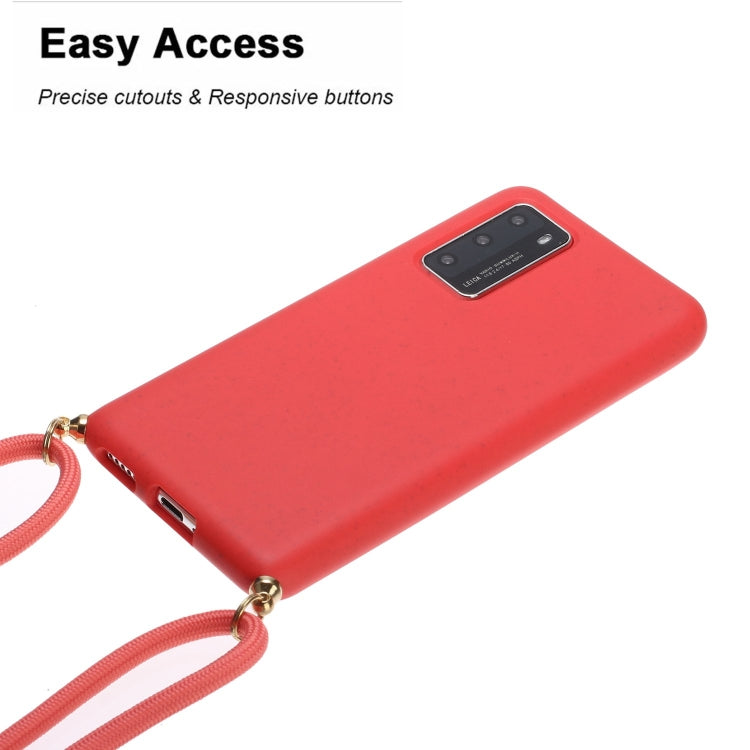 For Huawei P40 Wheat Straw Material + TPU Protective Case with Lanyard
