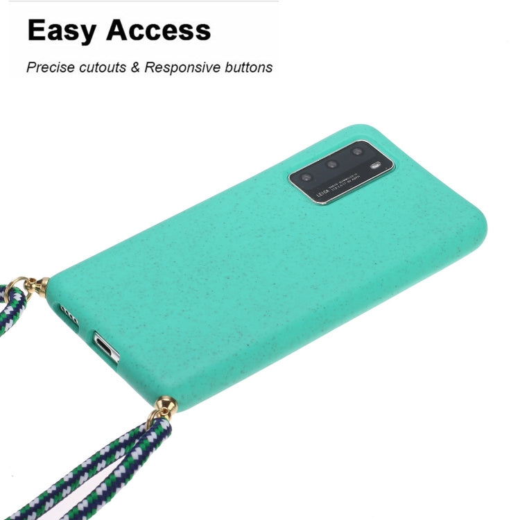 For Huawei P40 Wheat Straw Material + TPU Protective Case with Lanyard