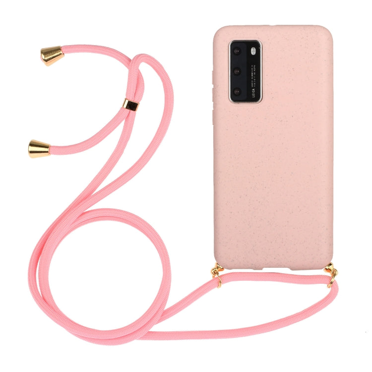For Huawei P40 Wheat Straw Material + TPU Protective Case with Lanyard