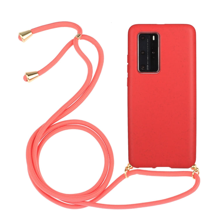 For Huawei P40 Pro Wheat Straw Material + TPU Protective Case with Lanyard