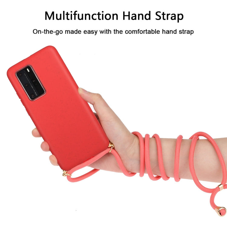 For Huawei P40 Pro Wheat Straw Material + TPU Protective Case with Lanyard