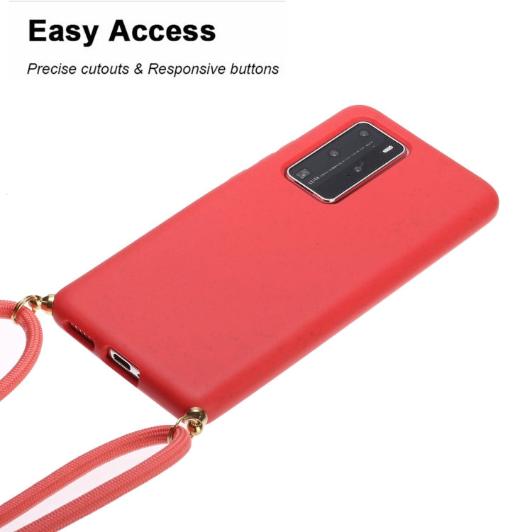 For Huawei P40 Pro Wheat Straw Material + TPU Protective Case with Lanyard