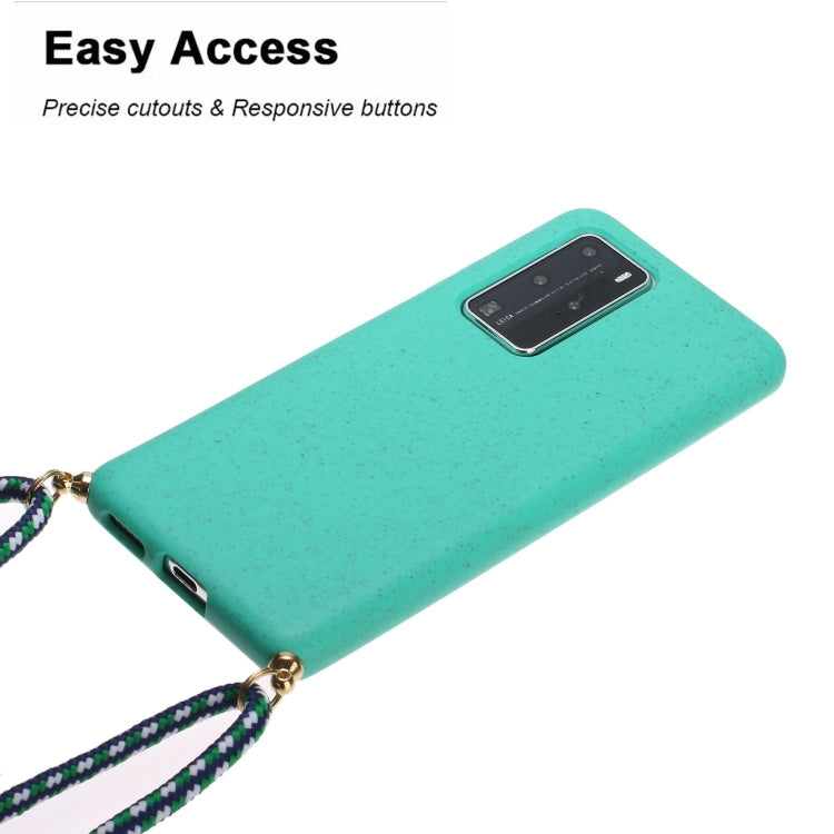 For Huawei P40 Pro Wheat Straw Material + TPU Protective Case with Lanyard