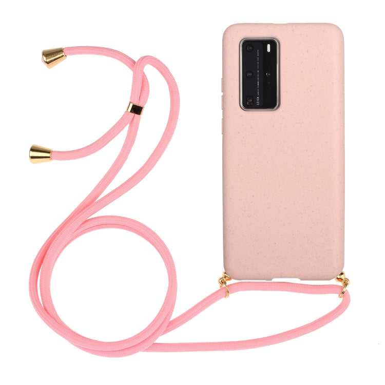 For Huawei P40 Pro Wheat Straw Material + TPU Protective Case with Lanyard