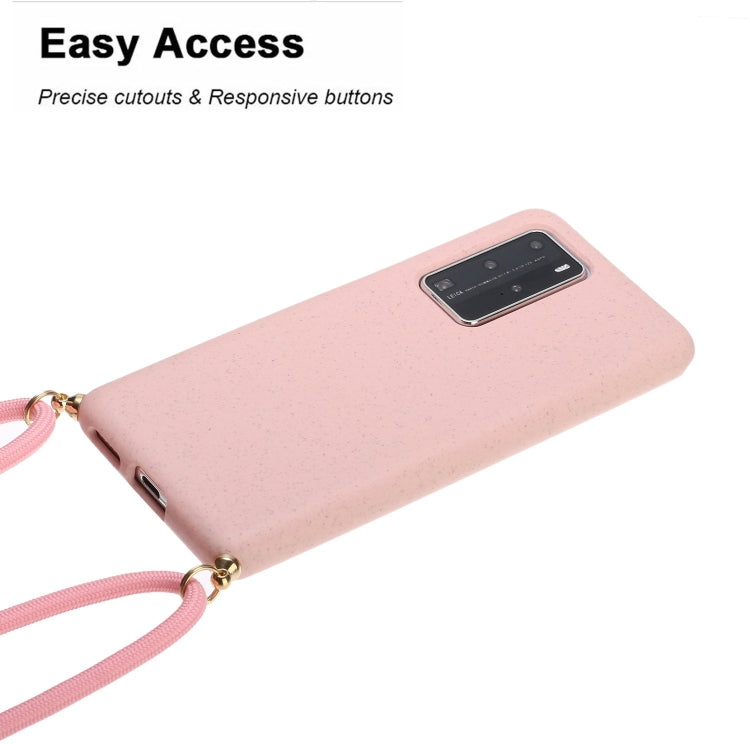 For Huawei P40 Pro Wheat Straw Material + TPU Protective Case with Lanyard