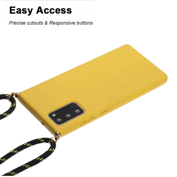 For Samsung Galaxy Note20 Wheat Straw Material + TPU Protective Case with Lanyard