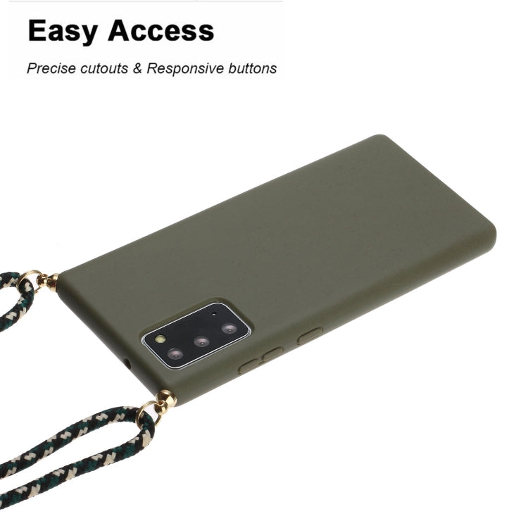 For Samsung Galaxy Note20 Wheat Straw Material + TPU Protective Case with Lanyard