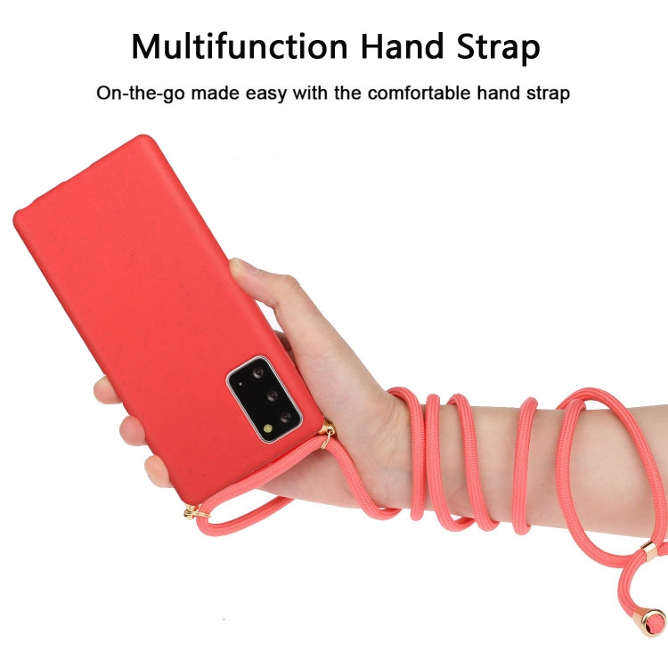 For Samsung Galaxy Note20 Wheat Straw Material + TPU Protective Case with Lanyard