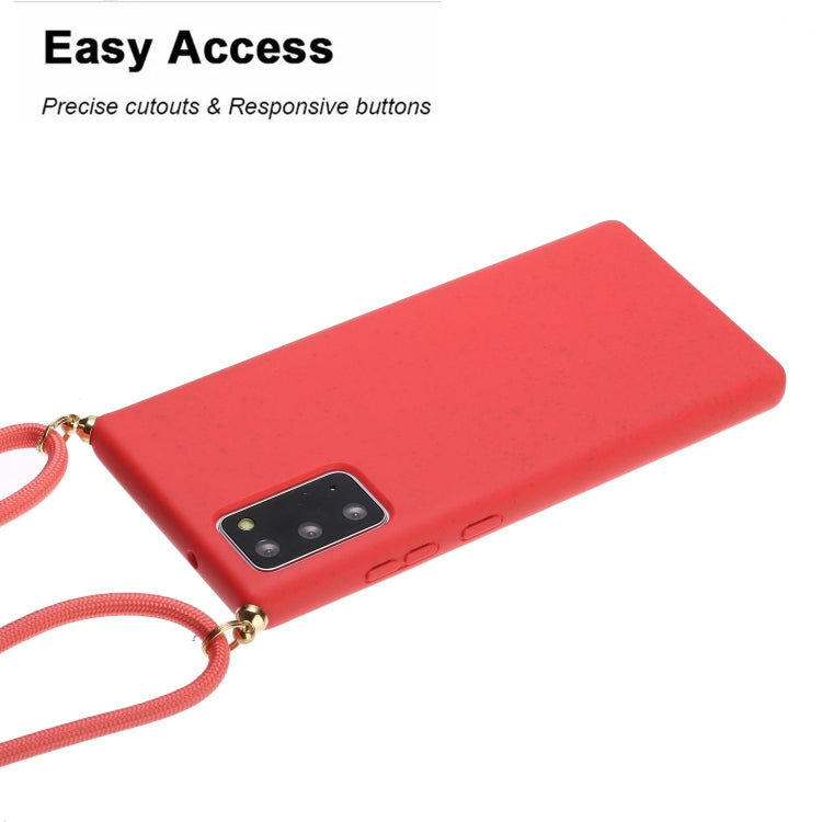 For Samsung Galaxy Note20 Wheat Straw Material + TPU Protective Case with Lanyard