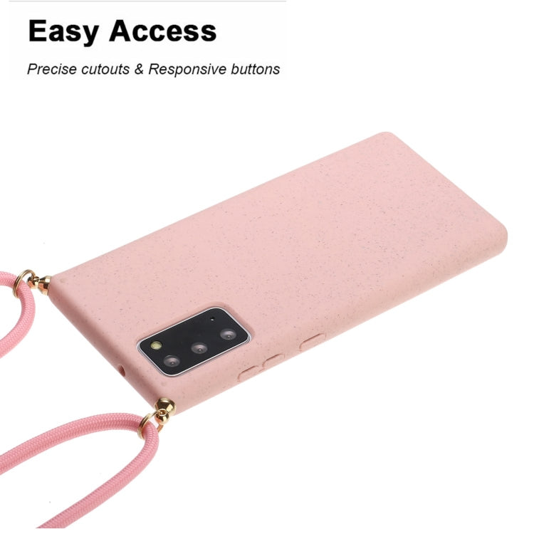 For Samsung Galaxy Note20 Wheat Straw Material + TPU Protective Case with Lanyard