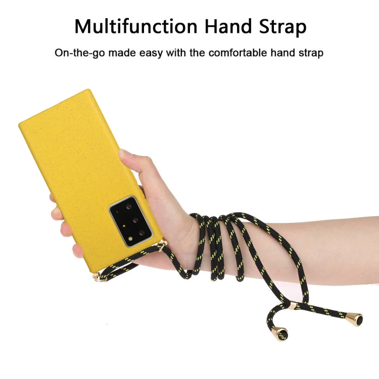 For Samsung Galaxy Note20 Ultra Wheat Straw Material + TPU Protective Case with Lanyard