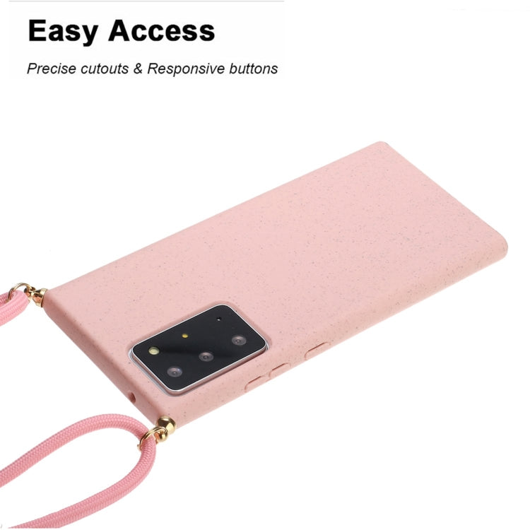 For Samsung Galaxy Note20 Ultra Wheat Straw Material + TPU Protective Case with Lanyard
