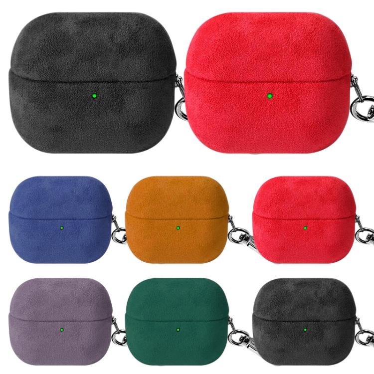 For Samsung Galaxy Buds3 / Buds3 Pro Turned Fur Leather Earphone Case with Hook