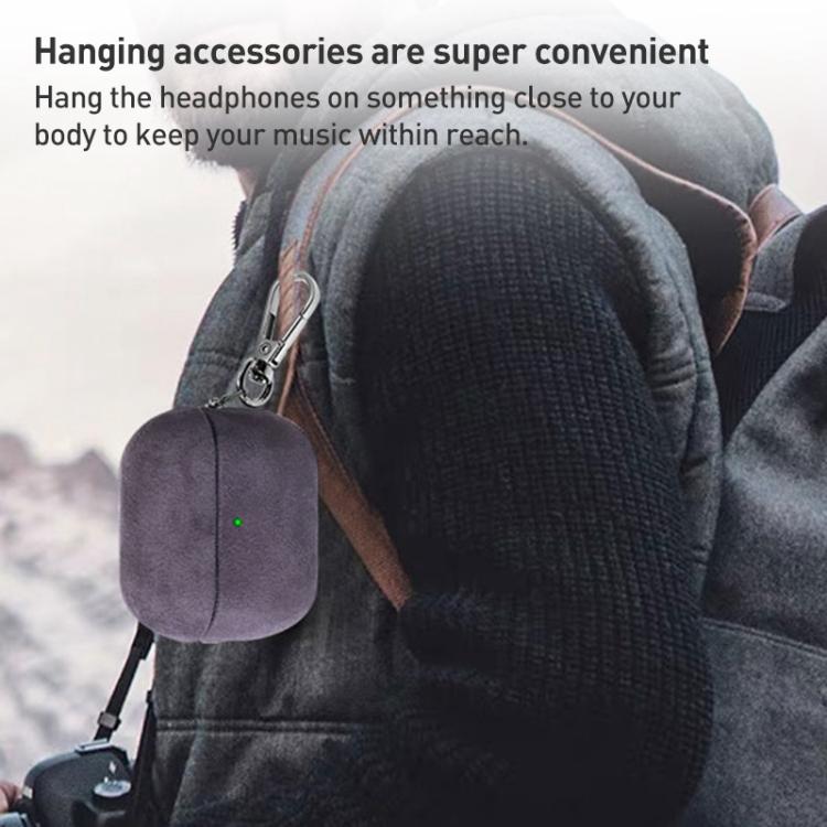 For Samsung Galaxy Buds3 / Buds3 Pro Turned Fur Leather Earphone Case with Hook