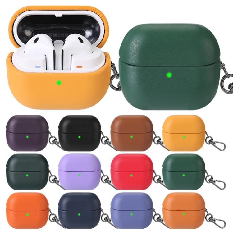 For Samsung Galaxy Buds3 / Buds3 Pro Oily Skin Leather Texture Earphone Case with Hook