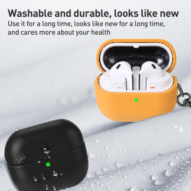 For Samsung Galaxy Buds3 / Buds3 Pro Oily Skin Leather Texture Earphone Case with Hook