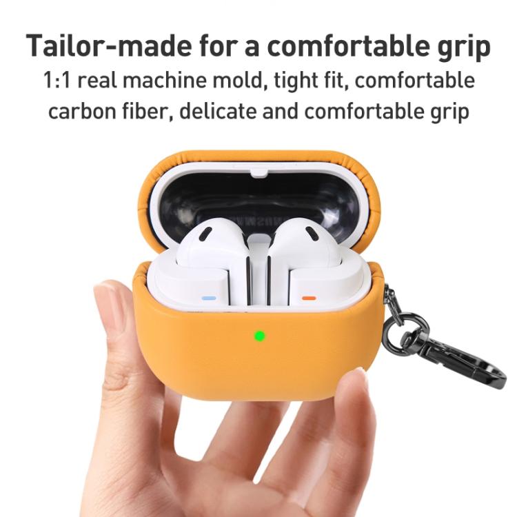 For Samsung Galaxy Buds3 / Buds3 Pro Oily Skin Leather Texture Earphone Case with Hook