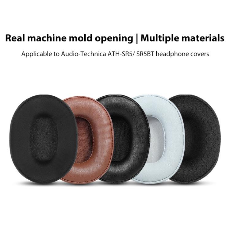 2pcs Sponge Earmuffs Replacement Earpads For ATH-SR5 / SR5BT, Style:Brown Protein Leather
