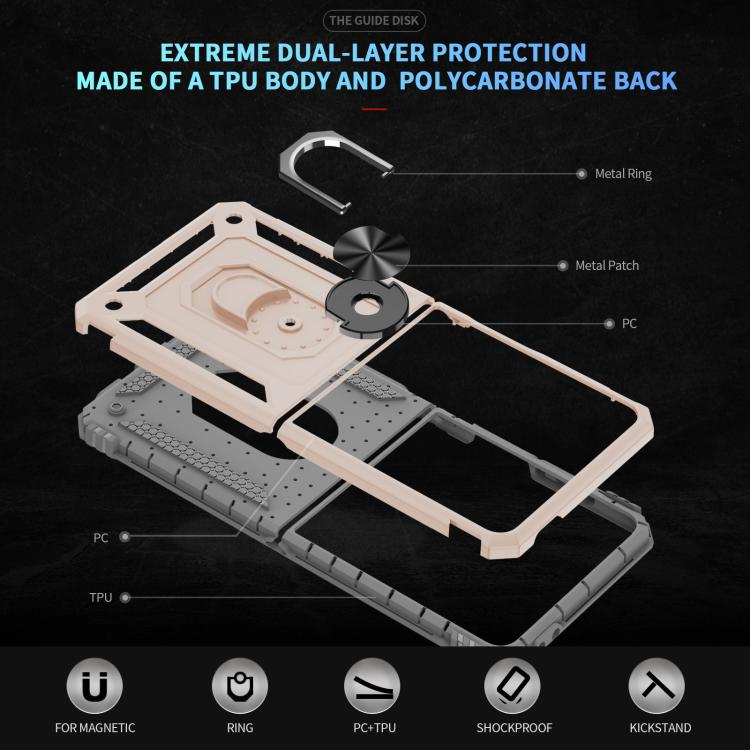 For Samsung Galaxy Z Flip7 5G Shockproof TPU + PC Phone Case with Holder