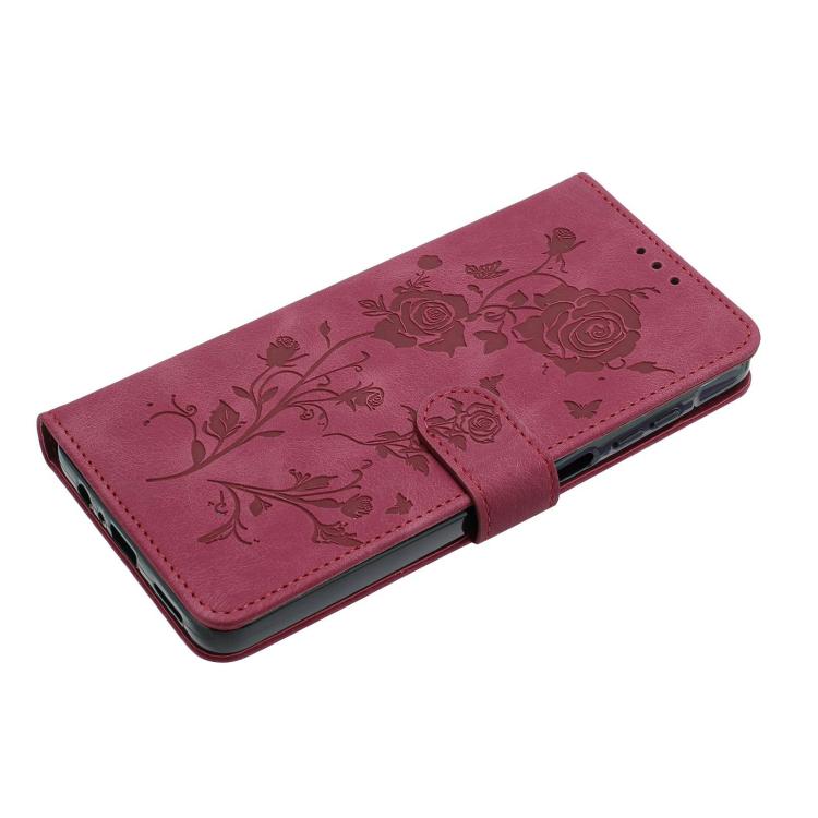 For Samsung Galaxy S25 Edge 5G Rose Flower Embossing Pattern Leather Phone Case