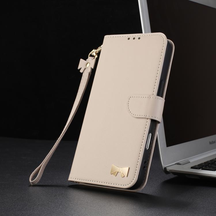 For OPPO Reno12 Pro 5G Metal Bow Leather Phone Case with Hand Strap