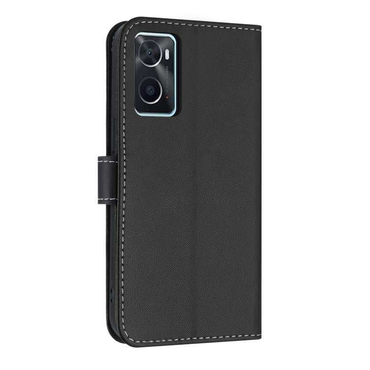 For OPPO A36 4G / A76 / A96 Metal Bow Leather Phone Case with Hand Strap