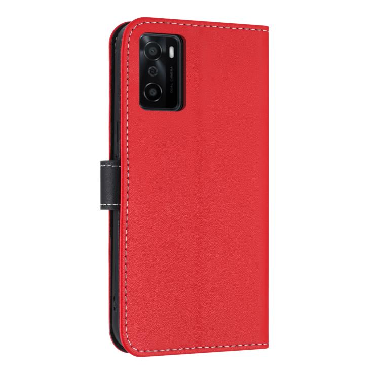 For OPPO A55s 5G Japan Metal Bow Leather Phone Case with Hand Strap