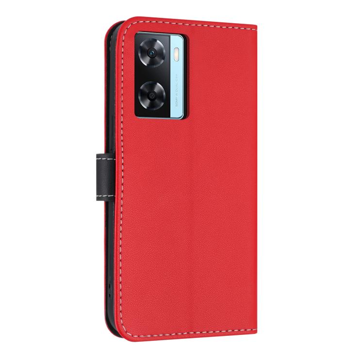 For OPPO A77 4G / A57 4G Global Metal Bow Leather Phone Case with Hand Strap