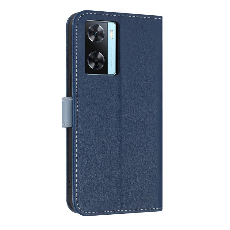 For OPPO A77 4G / A57 4G Global Metal Bow Leather Phone Case with Hand Strap