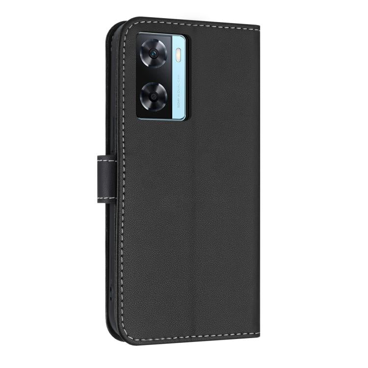 For OPPO A77 4G / A57 4G Global Metal Bow Leather Phone Case with Hand Strap