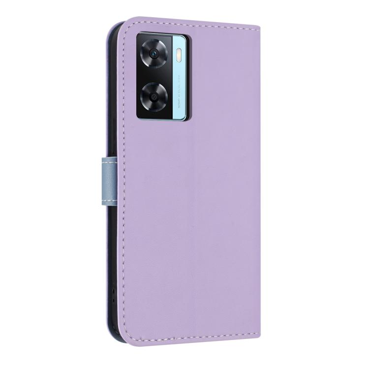 For OPPO A77 4G / A57 4G Global Metal Bow Leather Phone Case with Hand Strap