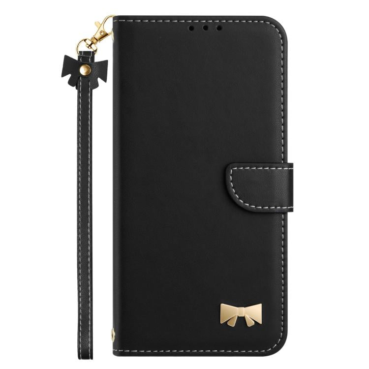 For OPPO Reno7 A / Reno9 A Metal Bow Leather Phone Case with Hand Strap