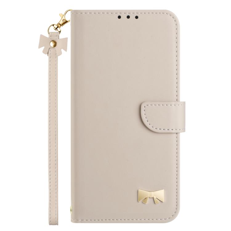 For OPPO Reno7 A / Reno9 A Metal Bow Leather Phone Case with Hand Strap